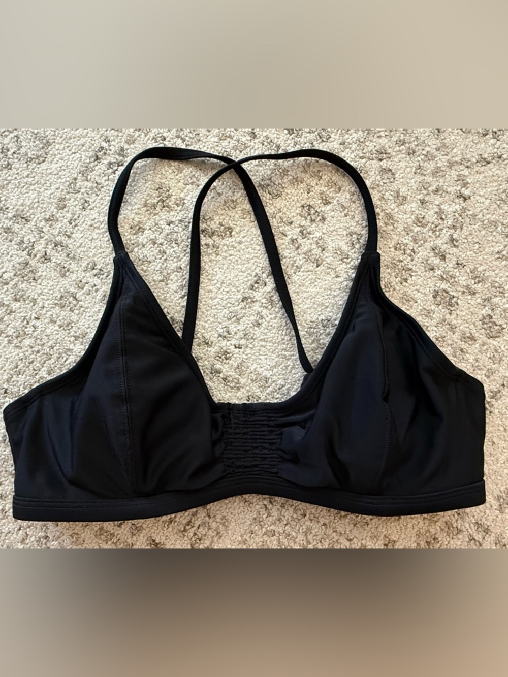 Athleta Black Triangle Bikini Swim Top Adjustable Straps Sz 34 B/C